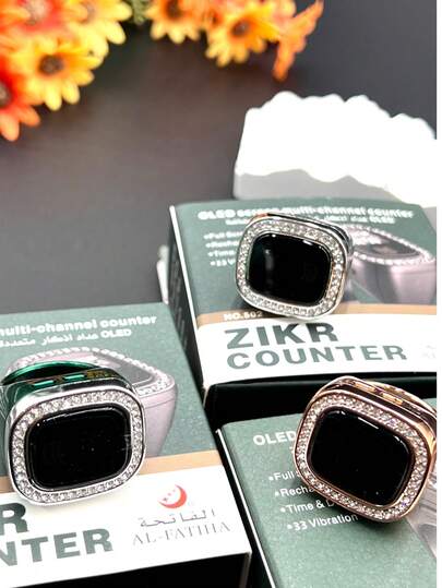 502# Anillo inteligente electrónico unisex con pantalla OLED, recordatorio de vibración multicanal, función de fecha, hora y alarma para la oración islámica