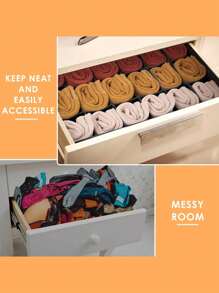 Organizador de calcetines y ropa interior, Divisor de cajón plegable con 6/7/8/24 compartimentos, Cestas divisoras para el armario, Ahorro de espacio para armarios del hogar, Accesorios para el dormitorio, Decoración organizadora, Decoración para fiestas/habitación/hogar/dormitorio, Cajas de almacenamiento, Almacenamiento en el hogar