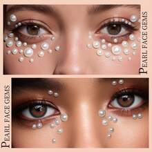 2 Pieces Sparkling Pink Rhinestone Body Gems, 3D Jewelry Stickers For Party Makeup, Accessories, Rhinestone Stickers For Y2K Style, Music Festival - Black and White - View 3