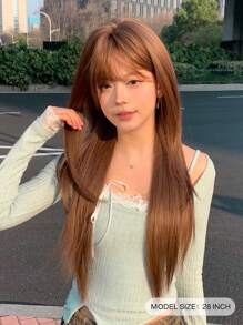 alicegarden 1 Piece Synthetic Heat-Resistant ,Long Straight Hair Wig In Gold Wigs , Made From Fiber, Suitable For Daily Use, Natural And Realistic False Hair(Excluding Accessories)