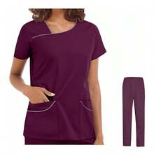 Mujer Uniforme Medico, Conjunto Quirúrgico Filipina Pantalon - Morado - Ver 5