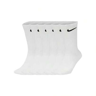  3pcs/Pack Nike Logo High Top Sports Socks, Unisex Training & Fitness Mid-Calf Socks, White