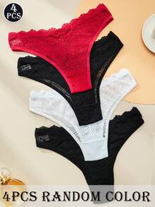 Bộ 4 chiếc quần lót nữ gợi cảm, quần lót trong suốt, quần lót cạp thấp, quần lót G-string màu trơn, quần lót nữ thoáng khí quyến rũ. - Nhiều màu - Xem 8