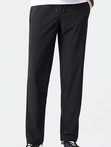 CAMEL CROWN Men's Cool Ice Silk Pants Elastic Breathable Loose Anti-Wrinkle Casual Sports Pants - Black - View 2