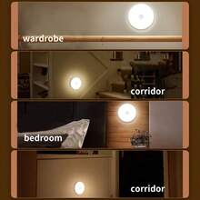 USB Rechargeable LED Motion Sensor Night Light | Bedroom Bedside/Bathroom/Hallway/Stairway Lamp | Auto On/Off Lighting | Low Voltage Design | Minimalist Round Small Nightlight - Multicolor - View 5