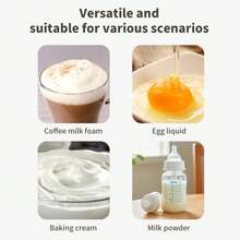 Nuevo espumador de leche, espumador de leche de mano de alta potencia, espumador de leche mini, agitador de café, mezclador de acero inoxidable para café y bebidas para latte, capuchino, matcha, chocolate caliente, espumador de leche portátil, cafetera eléctrica mini inalámbrica