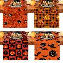 1 件万圣节树叶印花桌旗，适合节日、派对、生日、晚餐、厨房、餐厅、四季家居装饰 - 彩色 - 查看 2