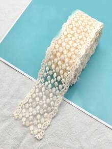 1碼米色蕾絲用於針線活DIY 蕾絲和刺繡裝飾用於縫紉材料自製蝴蝶結髮飾 - 米色 - 查看 5
