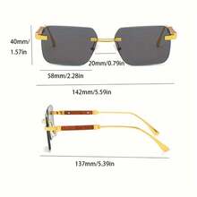 Gafas rectangulares sin marco con degradado de azul a transparente - Lentes de policarbonato ligeros, que proporcionan protección y antireflejos, adecuados tanto para hombres como para mujeres - lentes azules - Ver 2