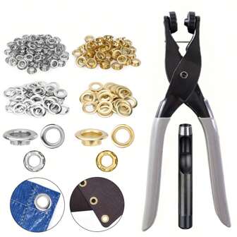 Grommet Tool Kit, 3/8 Inch 10mm Grommets, Grommet Kit, Eyelet Tool, Press For Tarp, Fabric, Banner, Canvas, Leather, Tents, Vinyl, Punching Machine Banner Maker For Canvas Fabric Tarp