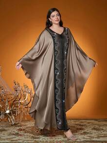 Elegante, Nova Chegada, Senhora, Tecido, Cores Contrastantes, Diamante Quente, Bordado de Miçangas, Burca Árabe