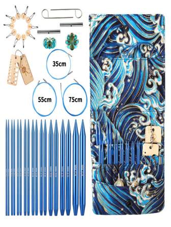 1 Set Detachable Knitting Needles Replacement Yarn Needles Circular Needles Knitting Tools, Blue Knitting Needles, 1 Piece In Bag