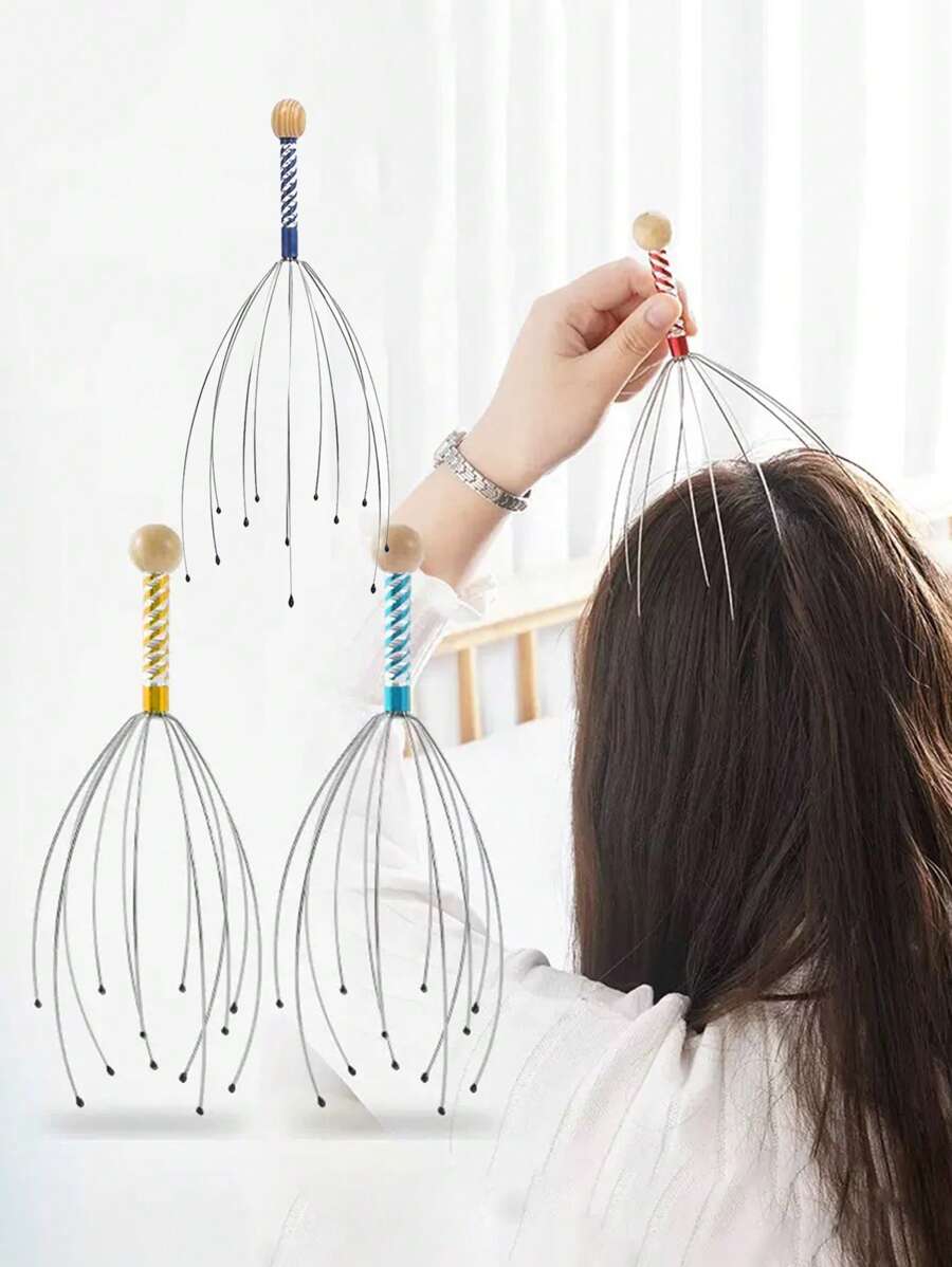 头部按摩梳，放松和止痒，办公室和家庭使用头部按摩器工具，头发造型套装，美发工具套装，发饰