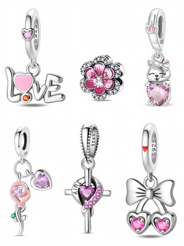 1count Pink Diamond Series DIY Pendant, Unlock The Charm Of Style DIY Pendants, Make Exquisite Jewelry Gifts, DIY Bracelets, Necklaces, Bracelets And Other Jewelry Accessories. Suitable For Everyday Wear