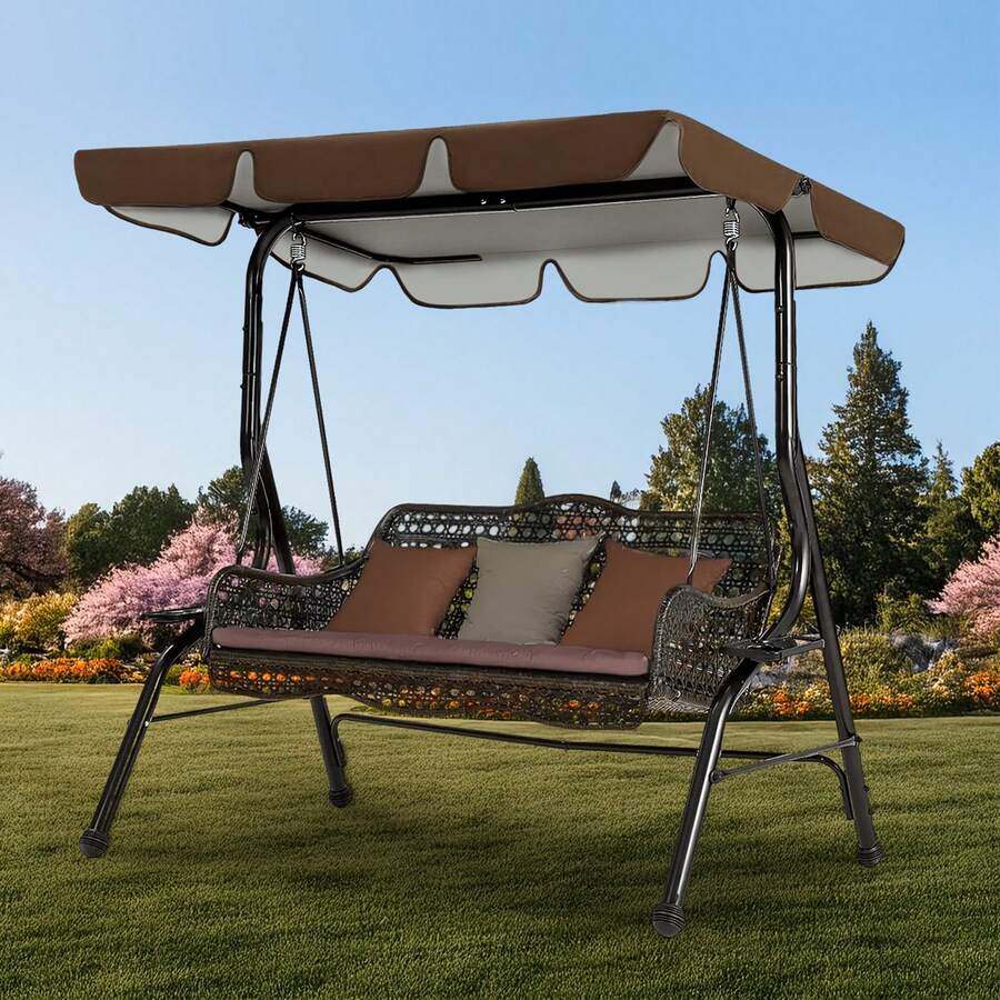 Garden Winds Replacement Canopy Top Cover For Sonoma Swing, Palm Canyon Swing, And Sydney Swing - Measures Approximately 87" X 59" - 咖啡棕 - 查看 1