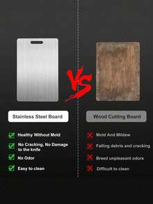 1pc High-Quality Double-Sided Stainless Steel Cutting Board - Reinforced Durable, Anti-Mold, Suitable For Kitchen And Dining, Easy To Clean With Water, Hygienic