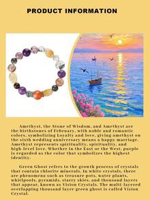 VE 1 pieza Pulsera de cristal natural de llama púrpura de alta calidad de plata S925, grado premium de amatista, adecuada para uno mismo, la mejor amiga, la novia, la amiga, la mamá. Color de la joyería surtido al azar - Pulsera - Ver 6