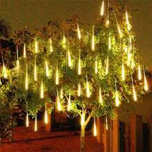 8-Tube LED Meteor Shower Christmas Tree Hanging Light, Battery Powered, Suitable For Christmas, Halloween, Wedding, Square, Street, Yard, Garden, Holiday Party Decoration Lighting - AA Battery Meteor Shower - View 8