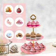 10pcs Cake Rack Set, Including 3 Double Layered Cupcake Racks+3 Triple Layered Cupcake Racks+4 Appetizer Trays, Suitable For Party And Christmas Party Tabletop Decoration, New Year Celebration - Hồng - Xem 9