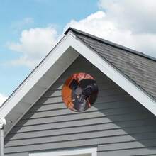 Gable Mount Fan, 16 Inch Attic Exhaust Fan With Adjustable Thermostat & Outer Mesh, 2940 CFM House Ventilator Cools Up To 4200 Sq.Ft, Quiet Ventilation For Roof, Garage & Shop, Vibrant Orange