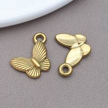 2pcs Gold Stainless Steel Butterfly Bee Charms Metal Flying Incests For Jewelry Making Charms Bracelets Necklaces Crafts Crafting Accessories