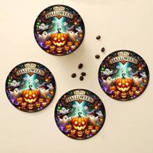 Set de 4/6 posavasos de calabaza de Halloween, diseño de calabaza y fantasmas, adecuado para decoración del hogar y fiestas de Halloween, decoraciones de Halloween, decoración otoñal linda