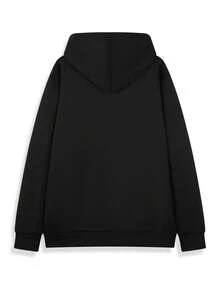Estilo oscuro de moda |   Sudadera con capucha casual para hombres con estampado de doble máscara Ukiyo-e japonés - Negro - Ver 3