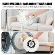 61 Inch Stainless Steel Adjustable Handle And 1 Mop Base And 2 Round Microfiber Mop Replacement Heads Combo Set, Compatible With Round Spin Mop, Home Mop, School Mop For Floor Cleaning (Without Mop Bucket) - White - View 5