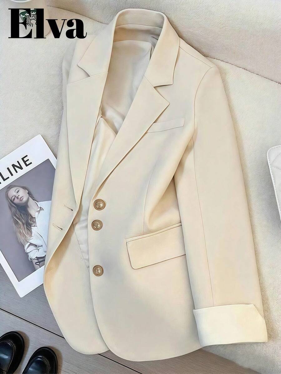 ELVA Teacher Fall Corporate Teacher Work Blazer For Women Business Casual Women Elegant Business Professional Professional Business Casual - Apricot - View 1