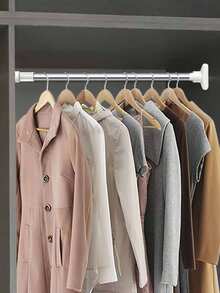 1 szt. Regulowany, rozkładany wieszak na ubrania ze stali nierdzewnej – łatwy montaż bez wiercenia, modne białe wykończenie, odpowiedni do pralni, sypialni i salonu, do przechowywania ubrań - one-size - Zobacz 6