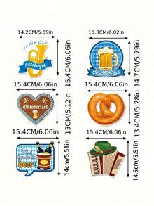 6pcs German Munich Beer Festival Vase Inserts - Festive Oktoberfest Party Decorations With Beer Mug, Pretzel & Beer Glass Designs - Perfect For Home, Garden, And Event Decor - Ideal Gift For Birthdays, Weddings, And Holidays, Beer Accessories - Multicolor - View 5