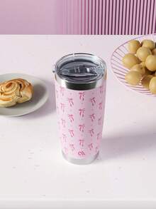 20oz Coffee Mug Tumbler For Office, 304 Stainless Steel Vacuum Insulated Tumbler With Lid, Water Bottle, Perfect For Hot And Cold Drinks, Ideal For Travel And Outdoor Use, Birthday Gifts For Women, Mom, Best Friend, Bride, Bridesmaid Gift, White Tea Cup, Mother'S Day, Valentine'S Day, New Year'S Gift (Pink Bow) - Pink - View 2