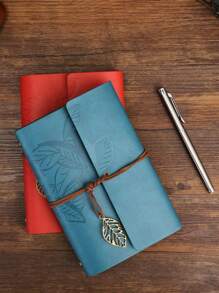 1pc Personalized Customized Vintage Leather Cover Notebook, Travel Journal, Loose-Leaf Notepad, Back To School Student Writing Notebook,Christmas Gift Supplies