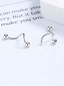 1PC 925 Sterling Silver Bead Belly Button Ring Belly Piercing Jewelry Short Bar Navel Ring Piercings Gift For Women