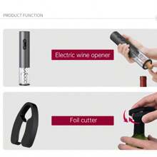 Cavatappi elettrico per bottiglie di vino, ideale per feste e appassionati di vino - regalo gadget da cucina, apricorallo e decantatore facili da usare, a batteria (batterie non incluse). Disponibile in versione set e singola. Il set include: cavatappi, tagliacapsule, versatore, tappo sottovuoto estraibile, base di appoggio.