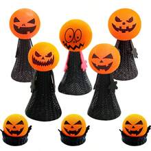 1pc, Halloween Pumpkin Head Bouncing Elf Medium-Sized Jumping Doll Finger Doll Bouncing Doll Giant Halloween Pumpkin Resin Decoration - Suitable For Indoor/Outdoor Festival Decoration Items, Halloween Decoration/Strange Pumpkin Design/Carved Texture, Halloween Decorations - Multicolor - View 2