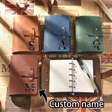 1 件定制复古 PU 皮革商务办公会议笔记本、可拆卸活页记事本、日记本、日志本 - 彩色 - 查看 1