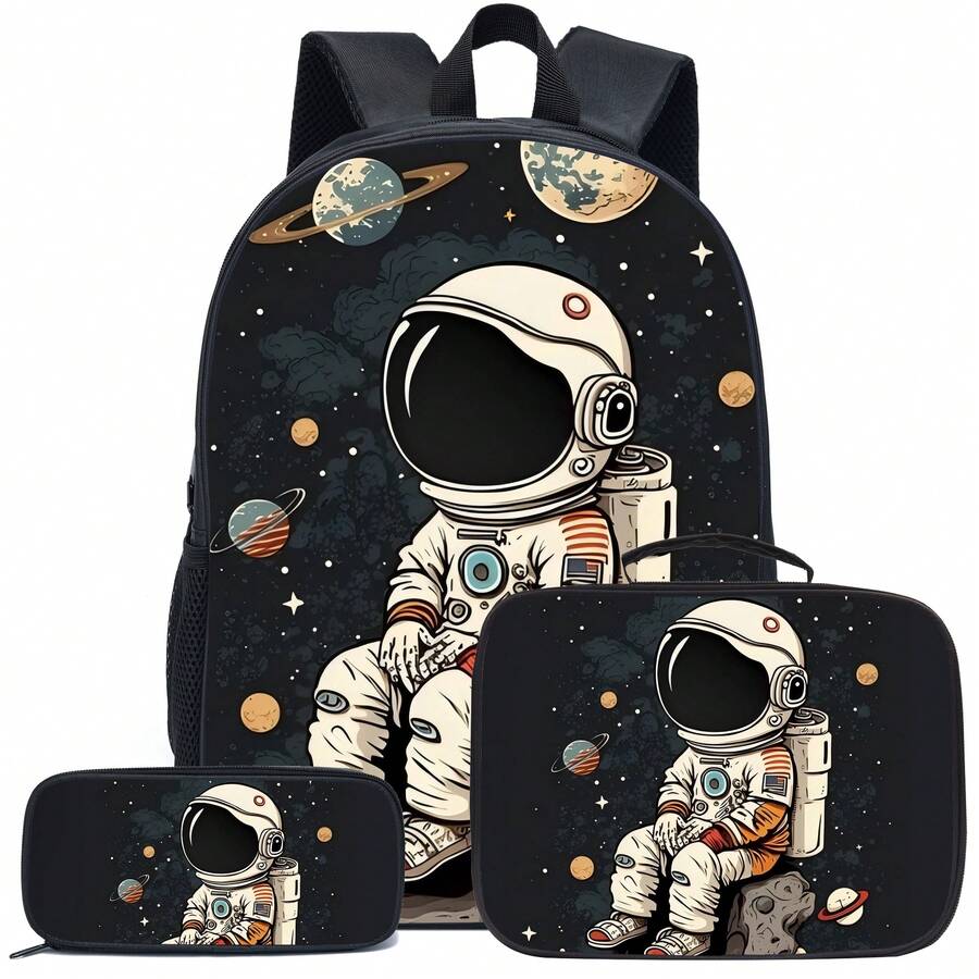 3 PIEZAS Mochila Escolar de 16.5 Pulgadas con Bolso de Mano y Estuche para Lápices para Primaria, Escuela Primaria y Secundaria