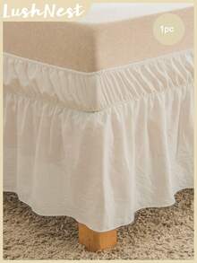 白色床裙一件装，复古农舍风格卧室装饰，柔软超细纤维床裙，不含被子，宿舍必备，学生床上用品，舒适温馨