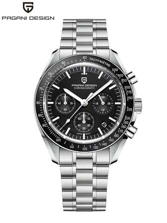  PAGANI DESIGN 2025 New Moon Men's Chronograph Quartz Watches Black Japan VK63 Sapphire Glass Stianless Steel 100M Waterproof Men Watch PD-1701