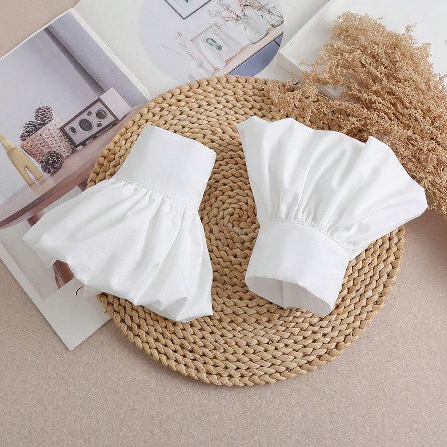 1 Pair Women's Fabric Flared Cuff Decorative False Sleeves, Suitable For Outings And Party Outfits Autumn Accessories - White-104 - View 1