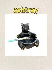 1pc Resin Multi-Color Ashtray Creative Personalized Home Living Room Anti-Flying Ash Dustproof Cute Dog Office Anti-Smell Ashtray