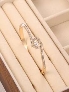 Fashion Charming Girl Heart Bangle Shinny Rhinestone Bracelet For Gift Party Accessory - Fashion Heart Bracelet - View 17