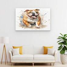 Framed Canvas Charming English Bulldog Watercolor Canvas Print, Playful Pet Wall Art, Bulldog Lover Home Decor, Vivid Canine Portrait, Doglover Mom GiftLiving Room Decor