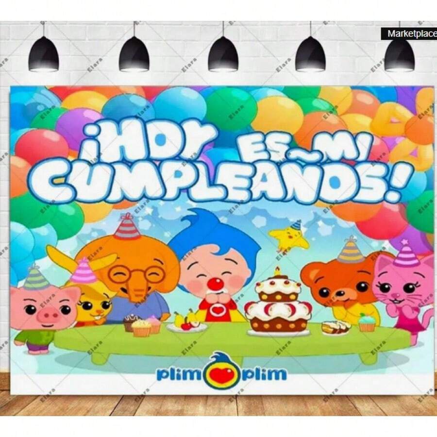 Cartoon Plim Photo Backdrop  Birthday Table Decors Background Party Supplies  Banner Photo Booth Props
