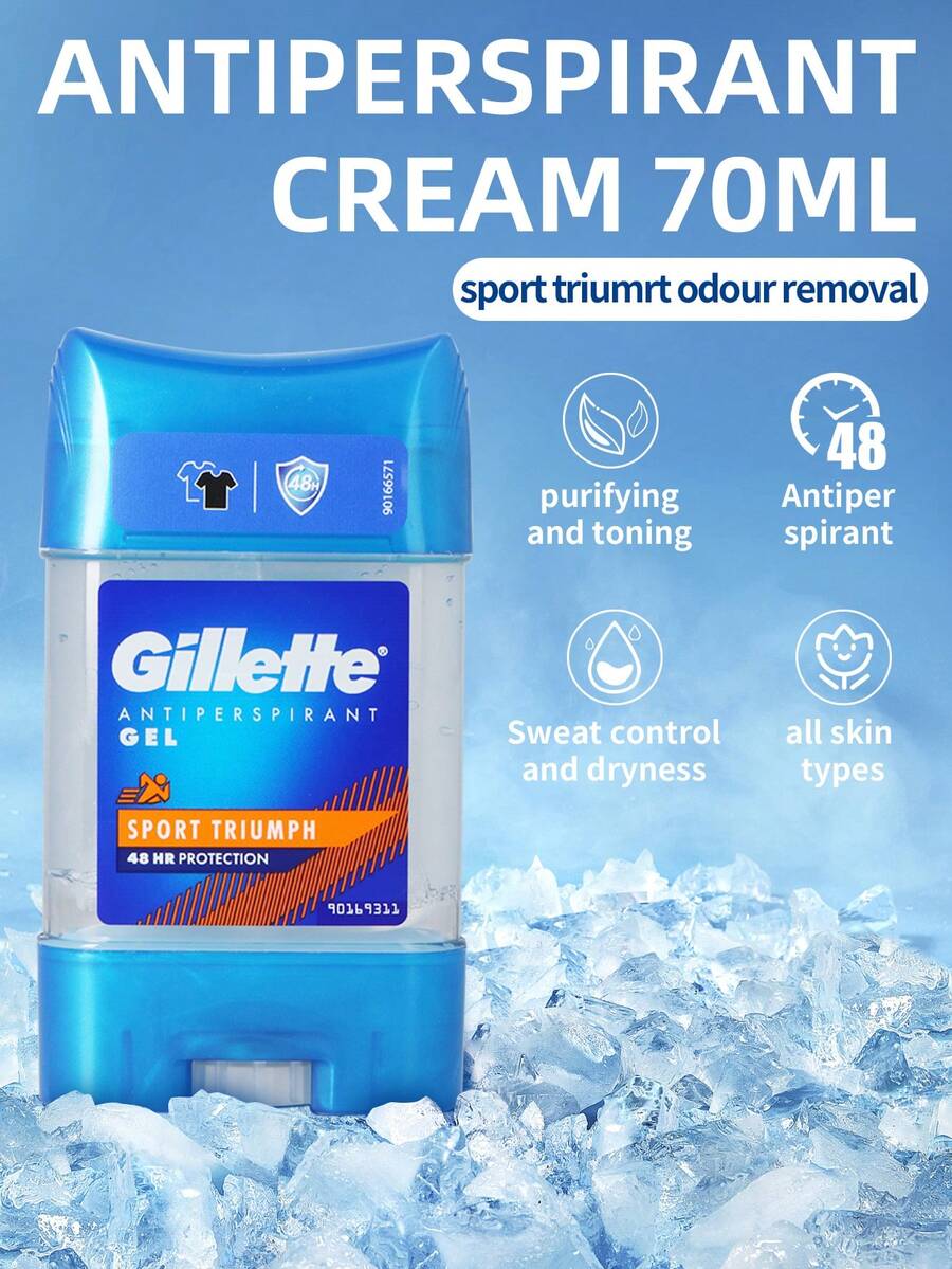 GILLETTE 1支70毫升吉列运动胜利止汗香体露，72小时运动级防护+三重防护技术，清新不粘腻配方，柑橘雪松香型，适合健身和户外高强度出汗场合 - 運動勝利 - 查看 1