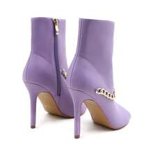 Women's Peep Toe Ankle Boots, Gold Chain Detail, High Heel: Stylish Design, Non-Slip Rubber Sole, Latex Insole For Comfort, Perfect For Shopping, Parties, And Casual Outings  Fashionable    Polyester - HOA OẢI HƯƠNG - Xem 3