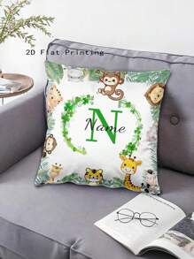 1pc Personalized Pillow Case With Cute Animal Design, Customizable Name, Gift For Kids, Children, Grandkids Birthday Party, Home Decor For Bedroom, Living Room, Study, Single-Sided Printed Pillowcase,Washable,Lightweight,Breathable, Funny,Cute,Love,Soft,Comfortable,Custom,Unique,Personalized,Ideal Gifts For Him,Ideal Gifts For Her,Ideal Gifts For Boyfriend,Ideal Gifts For Girlfriend,Ideal Gifts For Dad,Ideal Gifts For Mom,Ideal Gifts For Friends,Ideal Gifts For Family,Him,Her,Boyfriend,Girlfriend,Dad,Family,Mom,Friends,For Anniversaries,For Graduation,For Housewarming,For Weddings,For Birthdays,Car,Sofa,Tea Room,Living Room