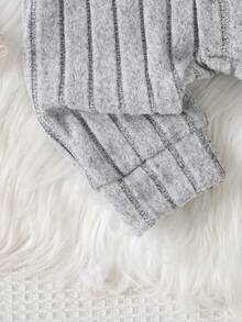 3pcs Baby Boys' Solid Color Cute English Label Button Cardigan, Long Sleeve & Hat Set - Multicolor - View 10