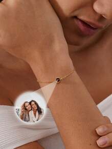 新款闪光投影手链，定制彩色照片投影手链，女士个性化圆形投影照片手链，纪念合影首饰，定制女友/母亲照片手链，定制生日纪念礼物 - 款式4 - 查看 4